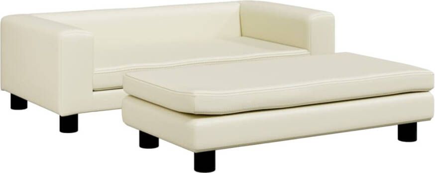 VidaXL Kinderbank met voetensteun 100x50x30 cm kunstleer crèmekleurig - Foto 2