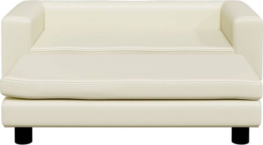 VidaXL Kinderbank met voetensteun 100x50x30 cm kunstleer crèmekleurig