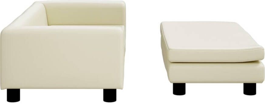 VidaXL Kinderbank met voetensteun 100x50x30 cm kunstleer crèmekleurig - Foto 5