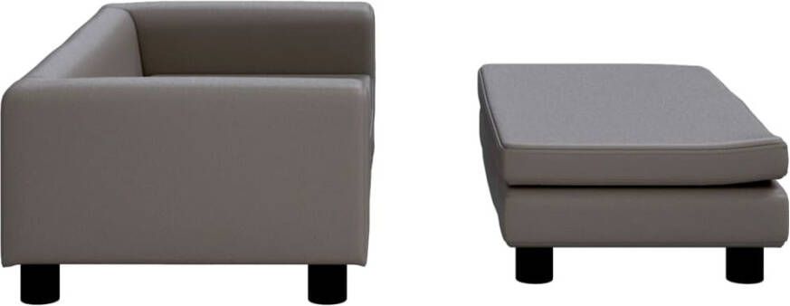 VidaXL Kinderbank met voetensteun 100x50x30 cm kunstleer grijs - Foto 4