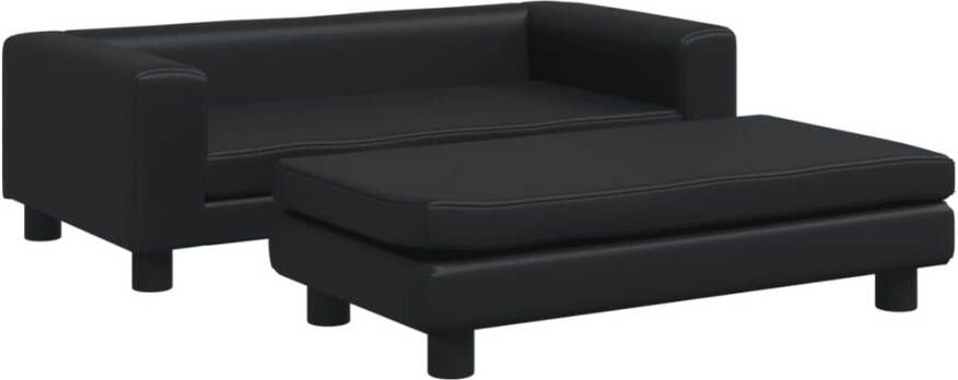 VidaXL Kinderbank met voetensteun 100x50x30 cm kunstleer zwart - Foto 2