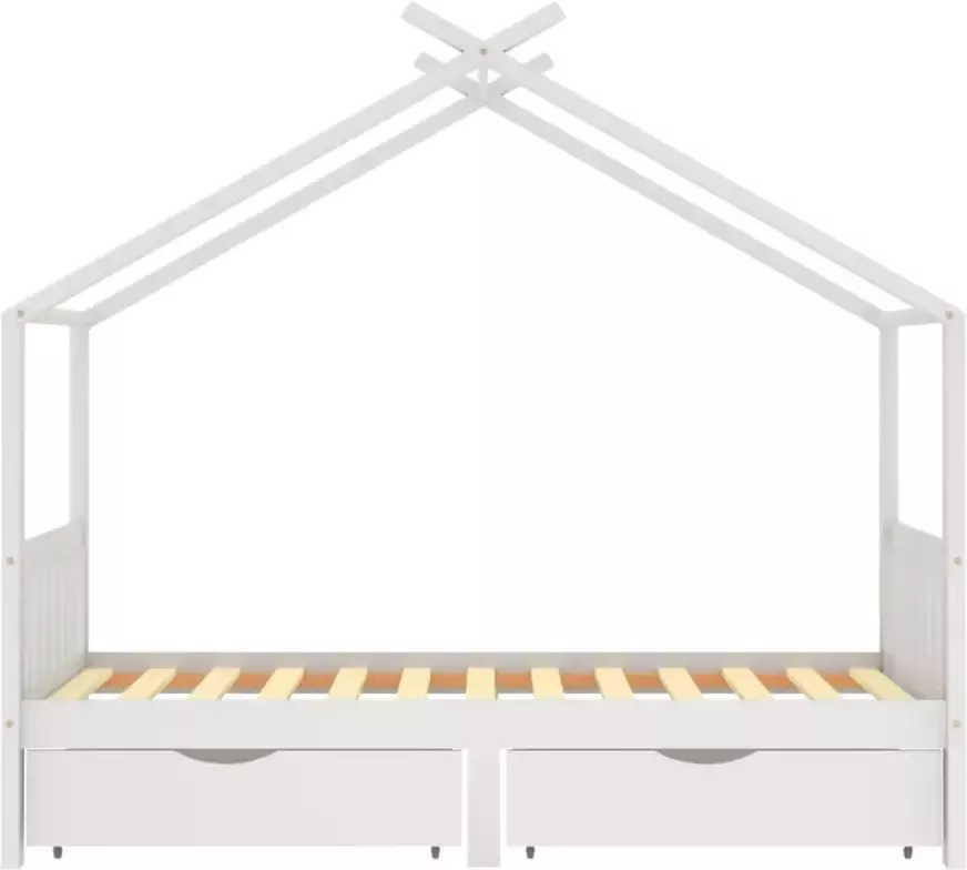 Vida XL Kinderbedframe met lades massief grenenhout 90x200 cm wit SKU: V322150 - Foto 4