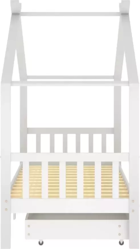 Vida XL Kinderbedframe met lades massief grenenhout 90x200 cm wit SKU: V322150 - Foto 3