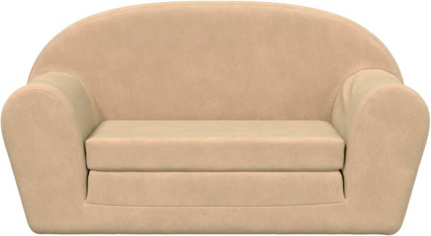 VidaXL Kinderslaapbank 2-zits zacht pluche crèmekleurig - Foto 3