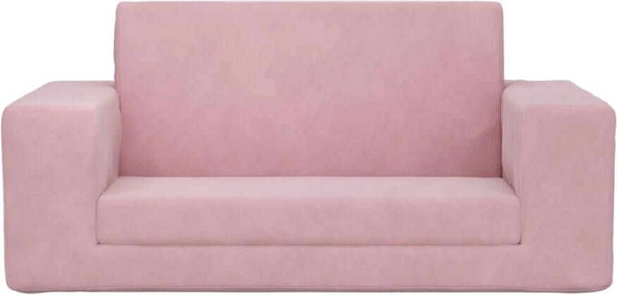 VidaXL Kinderslaapbank 2-zits zacht pluche roze - Foto 4