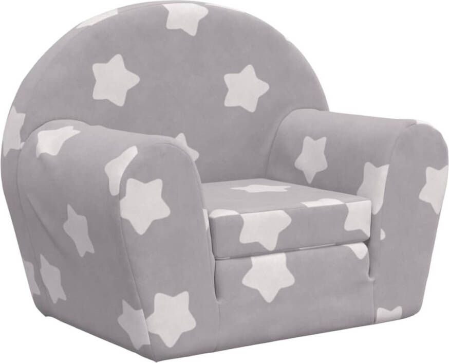 VIDAXL Kinderslaapbank met sterren zacht pluche lichtgrijs - Foto 2