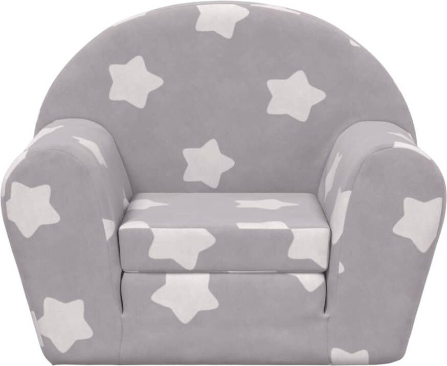 VIDAXL Kinderslaapbank met sterren zacht pluche lichtgrijs