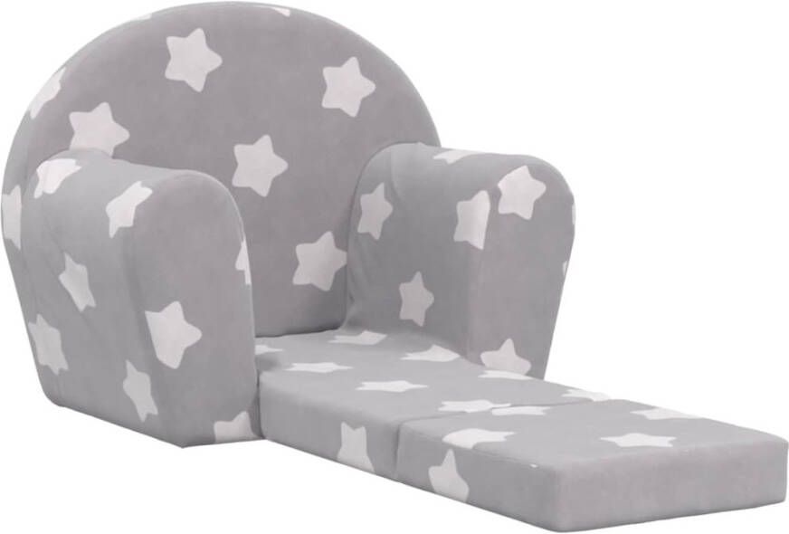 VIDAXL Kinderslaapbank met sterren zacht pluche lichtgrijs - Foto 3