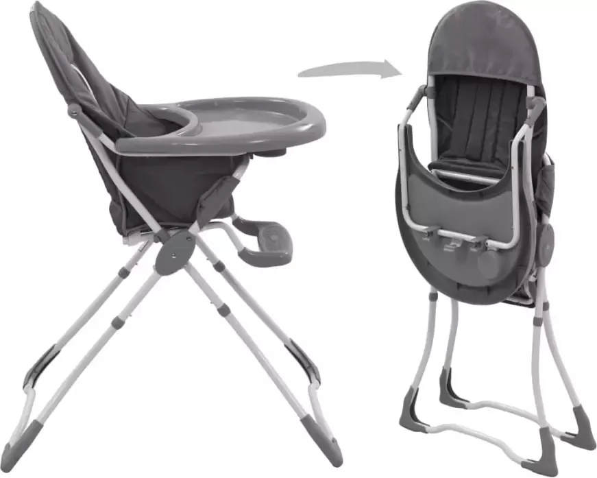 VIDAXL Kinderstoel hoog grijs en wit