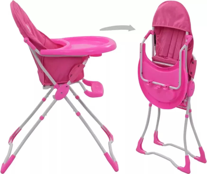VIDAXL Kinderstoel hoog roze en wit - Foto 1