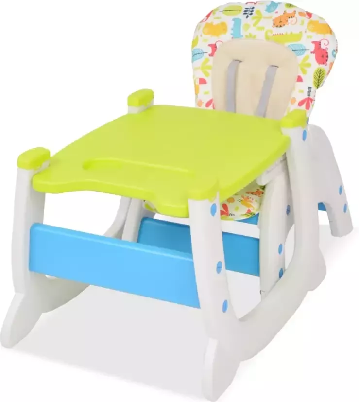 VIDAXL Kinderstoel met blad 3-in-1 verstelbaar blauw en groen - Foto 1