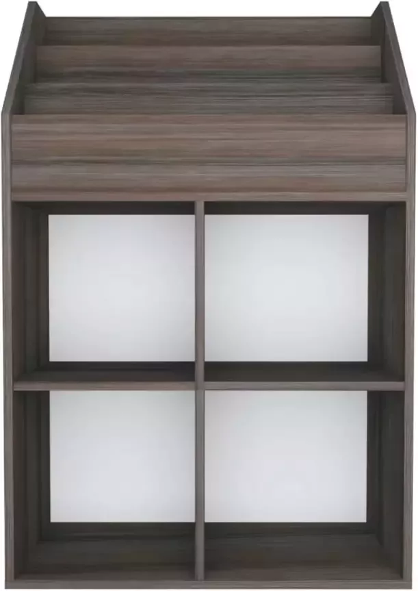 VIDAXL Kindertijdschriftenrek 71x30x114 cm bewerkt hout grijs en eiken