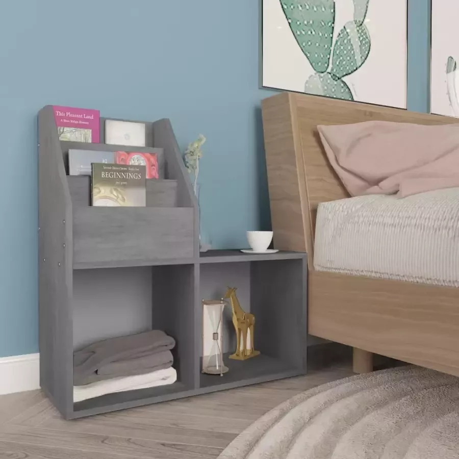 VIDAXL Kindertijdschriftenrek 71x30x78 5 cm bewerkt hout betongrijs