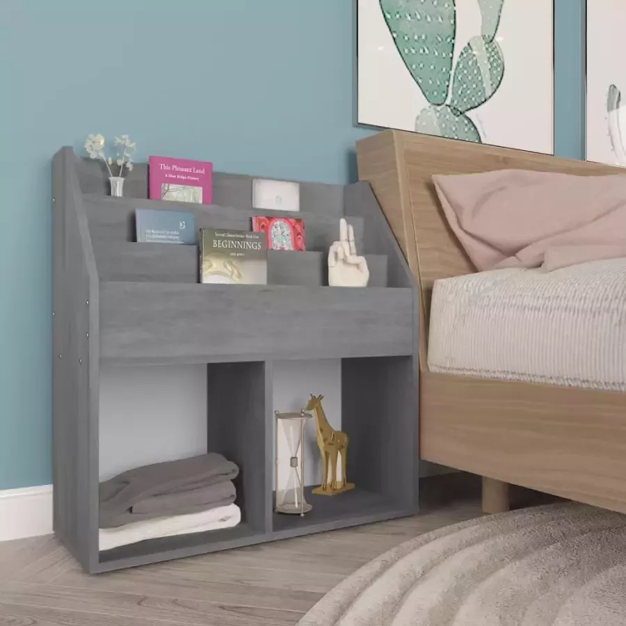 VIDAXL Kindertijdschriftenrek 71x30x78 5 cm bewerkt hout betongrijs