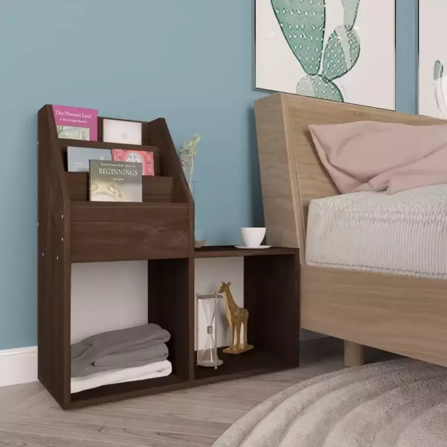 VIDAXL Kindertijdschriftenrek 71x30x78 5 cm bewerkt hout gerookt eiken
