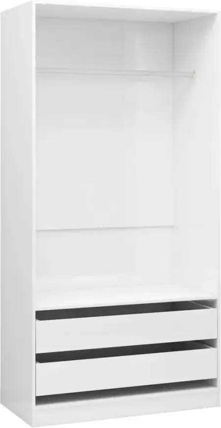 VIDAXL Kledingkast 100x50x200 cm bewerkt hout hoogglans wit