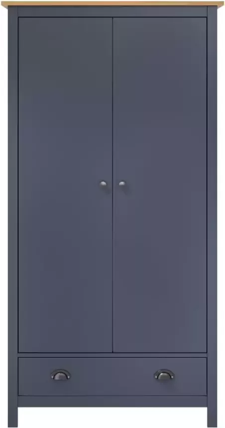 Vida XL Kledingkast Hill 2 deuren 89x50x170 cm massief grenenhout grijs SKU: V288949 - Foto 4