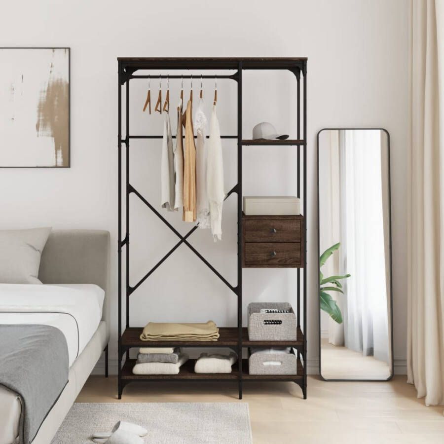 VidaXL -Kledingkast-met-lades-100x40x180-cm-bewerkt-hout-bruineiken