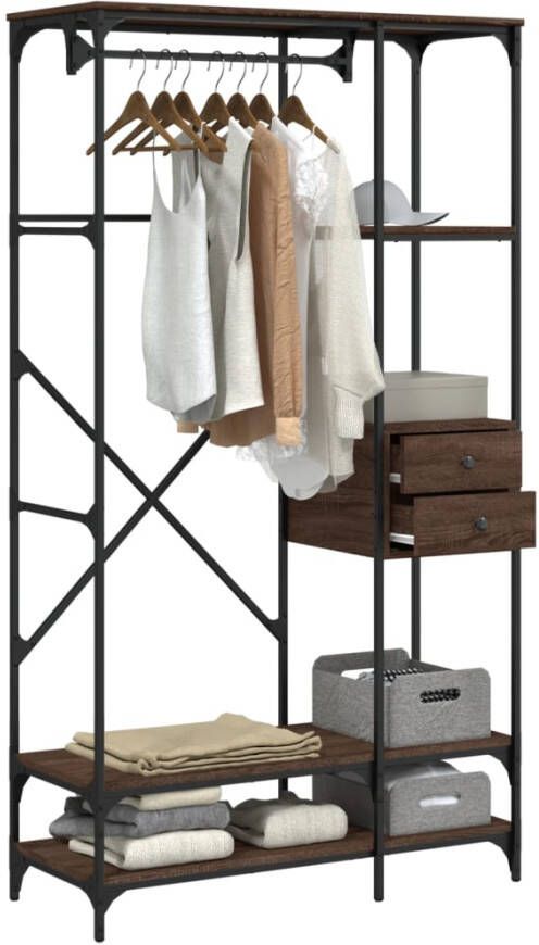 VidaXL -Kledingkast-met-lades-100x40x180-cm-bewerkt-hout-bruineiken - Foto 4