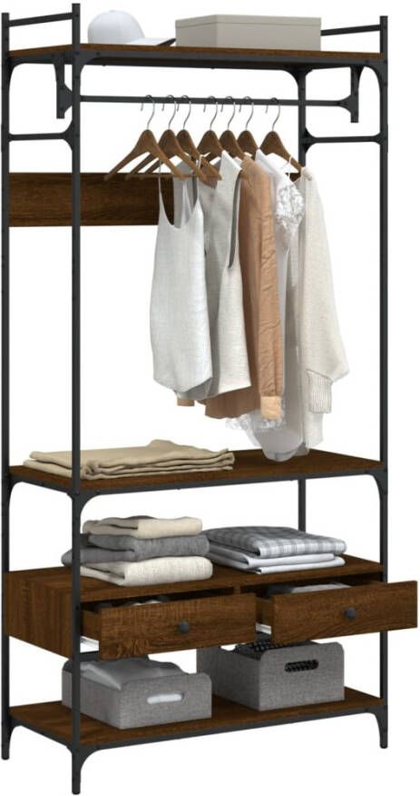 VidaXL -Kledingkast-met-lades-89x39x184 5-cm-bewerkt-hout-bruineiken - Foto 2