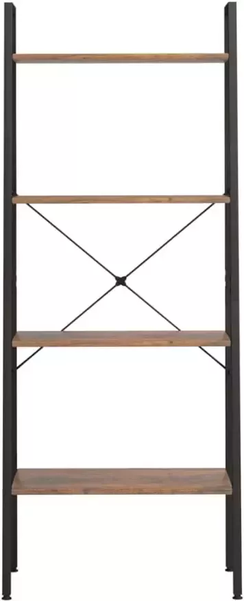 VidaXL -Ladderrek-met-4-schappen-56x35x140-cm-donkerbruin-en-zwart - Foto 5
