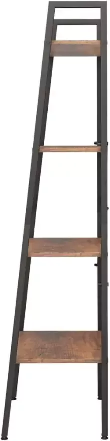 VidaXL -Ladderrek-met-4-schappen-56x35x140-cm-donkerbruin-en-zwart - Foto 4