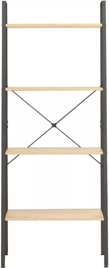 VidaXL -Ladderrek-met-4-schappen-56x35x140-cm-lichtbruin-en-zwart - Foto 4
