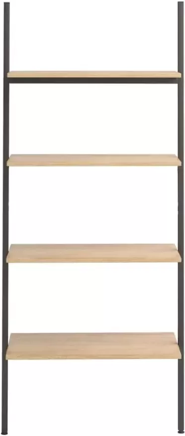VidaXL -Ladderrek-met-4-schappen-64x34x150 5-cm-lichtbruin-en-zwart - Foto 5