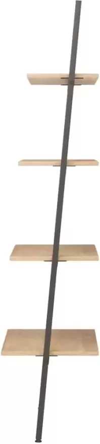 VidaXL -Ladderrek-met-4-schappen-64x34x150 5-cm-lichtbruin-en-zwart - Foto 4