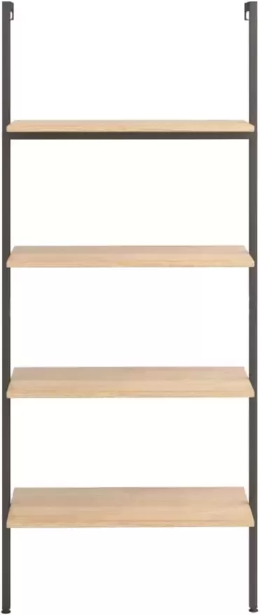 VidaXL -Ladderrek-met-4-schappen-64x35x152 5-cm-lichtbruin-en-zwart - Foto 4