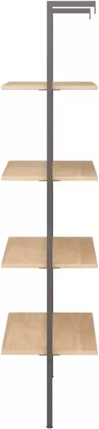 VidaXL -Ladderrek-met-4-schappen-64x35x152 5-cm-lichtbruin-en-zwart - Foto 3