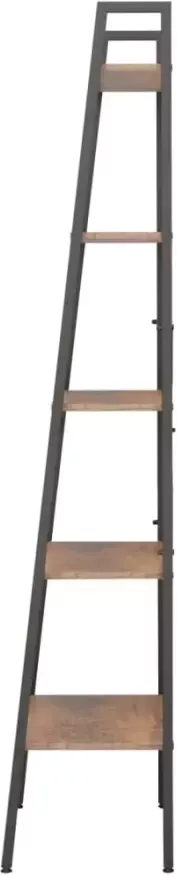 VidaXL -Ladderrek-met-5-schappen-56x35x174-cm-donkerbruin-en-zwart - Foto 3