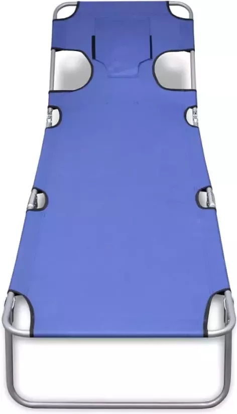 VIDAXL Ligbed inklapbaar met hoofdkussen gepoedercoat staal blauw - Foto 3