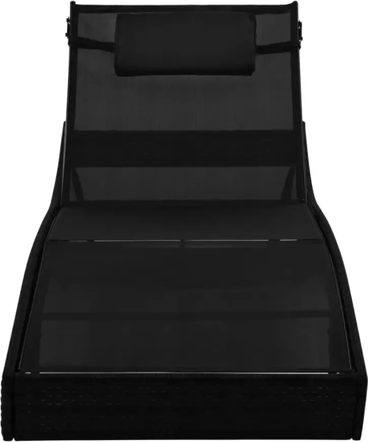 VidaXL Ligbed met kussen poly rattan zwart