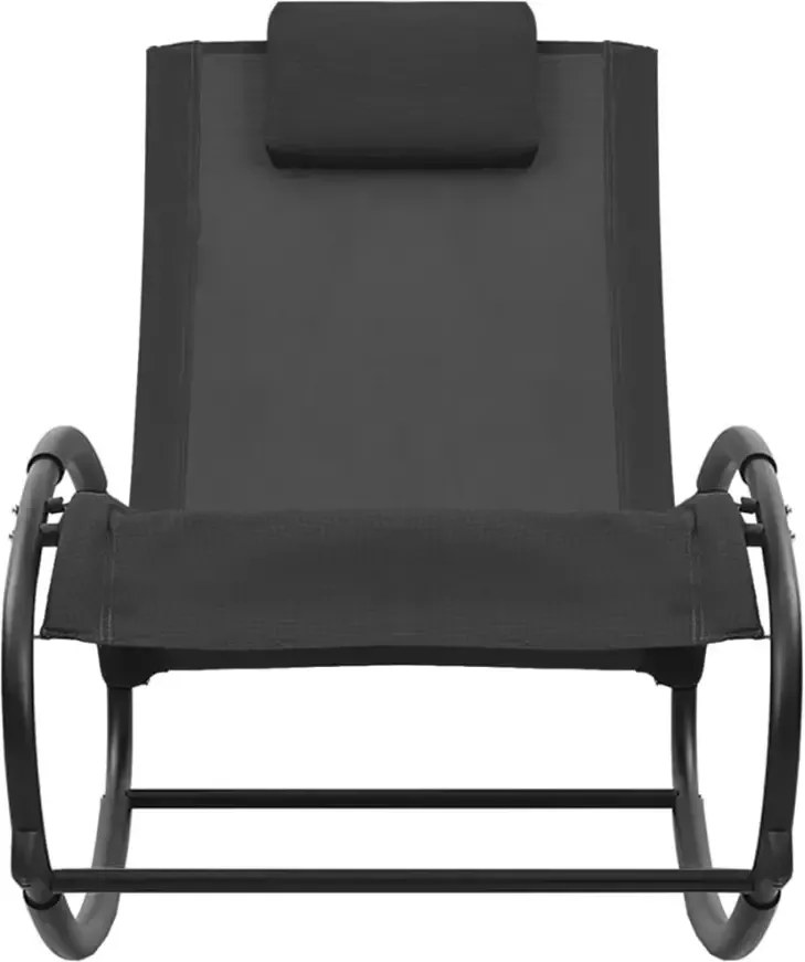 VIDAXL Ligstoel met kussen staal en textileen zwart - Foto 1