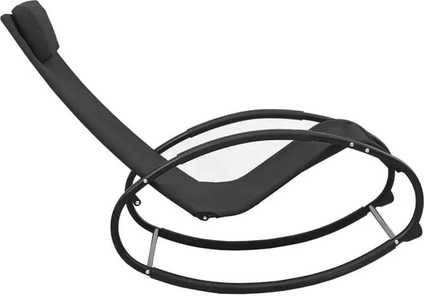 VIDAXL Ligstoel met kussen staal en textileen zwart - Foto 3