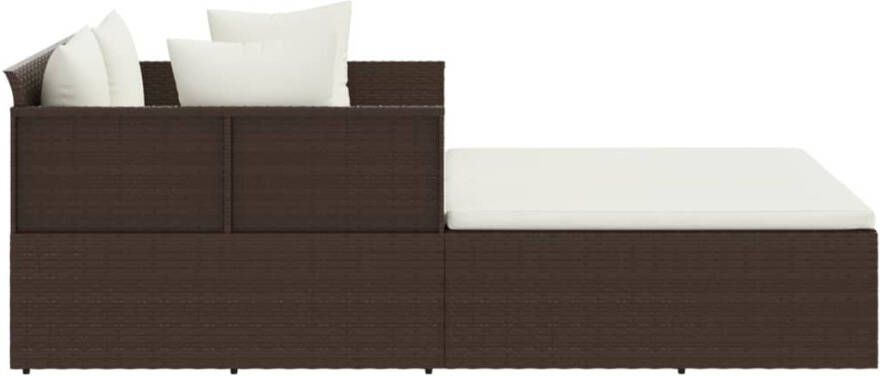 VIDAXL Ligbed met kussens 182x118x63 cm poly rattan bruin - Foto 3