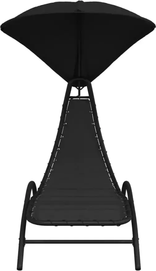 VIDAXL Ligbed met luifel 167x80x195 cm stof en staal zwart - Foto 3