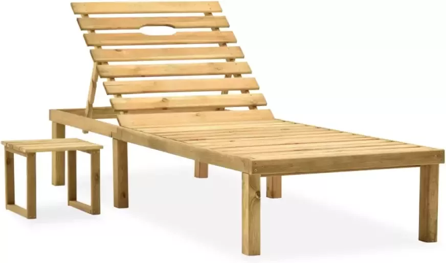 VIDAXL Ligbed met tafeltje en kussen geïmpregneerd grenenhout - Foto 3