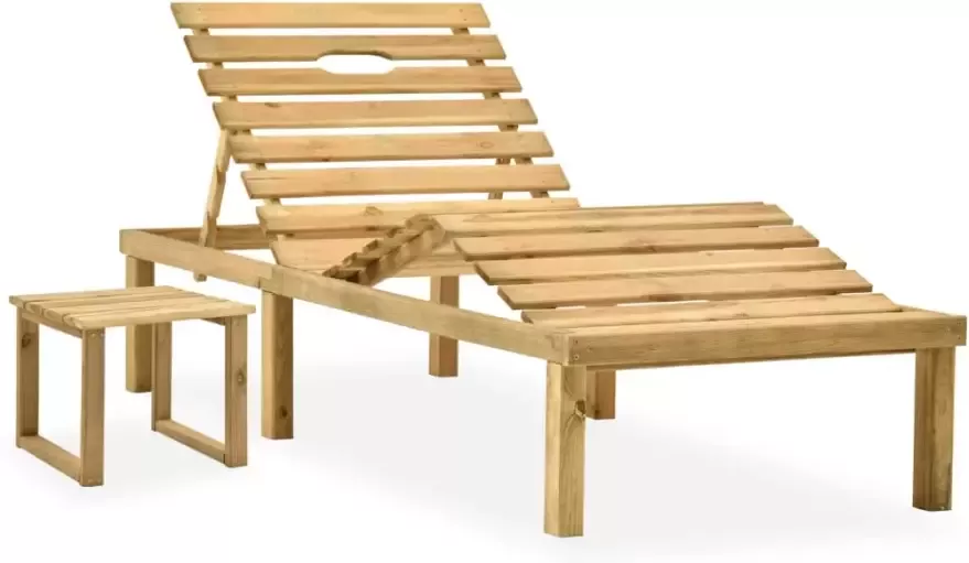 VIDAXL Ligbed met tafeltje en kussen geïmpregneerd grenenhout - Foto 3