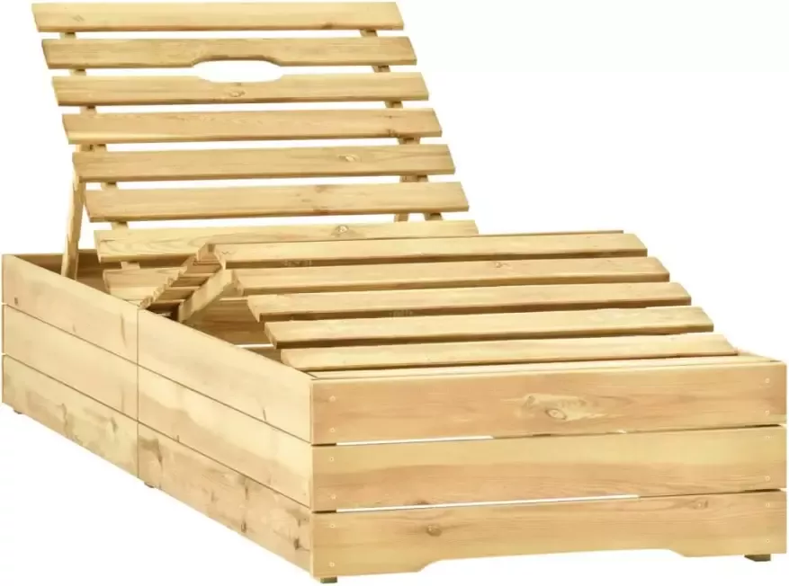 VIDAXL Ligbed met tafeltje en kussen geïmpregneerd grenenhout