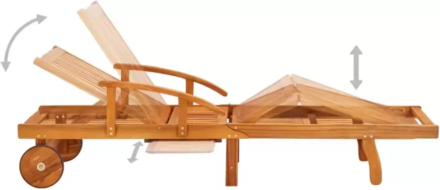 VIDAXL Ligbed met tafeltje en kussen massief acaciahout - Foto 3