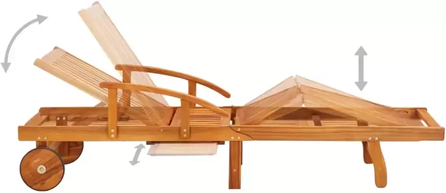 VIDAXL Ligbed met tafeltje en kussen massief acaciahout - Foto 2