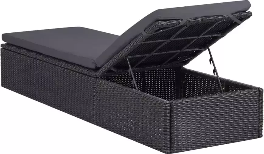 VIDAXL Ligbed poly rattan zwart en donkergrijs - Foto 2