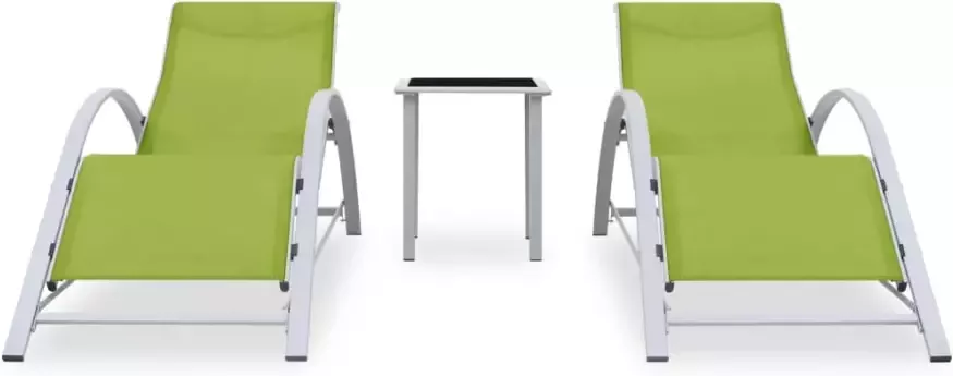 VIDAXL Ligbedden 2 st met tafel aluminium groen - Foto 2