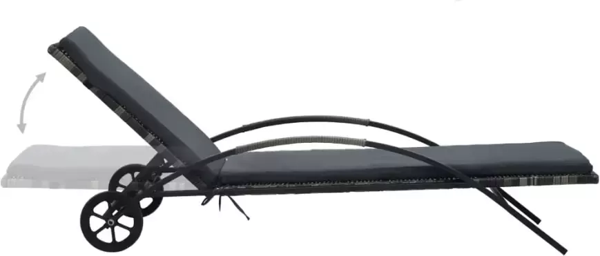 VIDAXL Ligbedden met tafel poly rattan antraciet - Foto 3