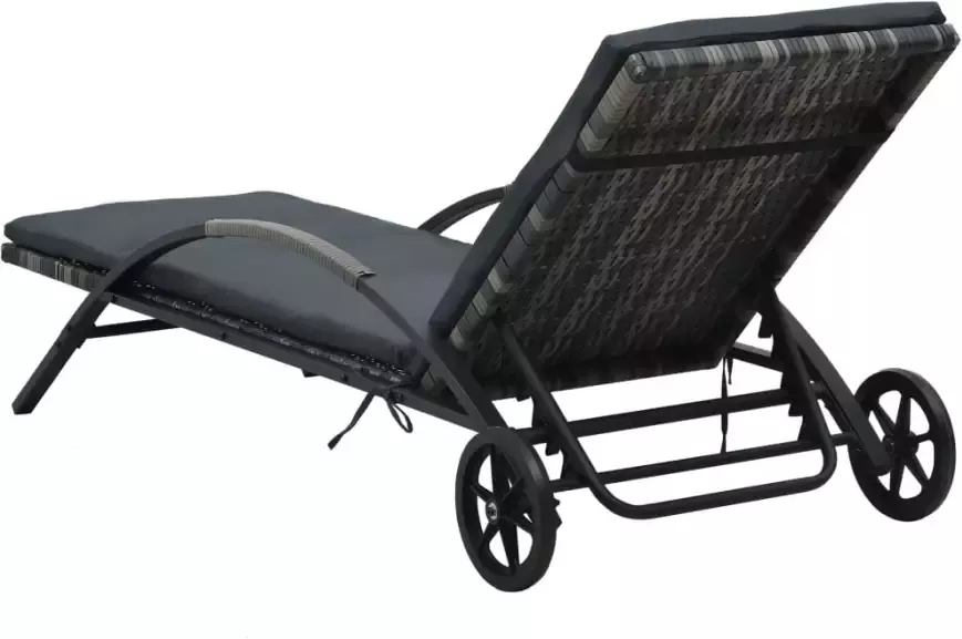 VIDAXL Ligbedden met tafel poly rattan antraciet
