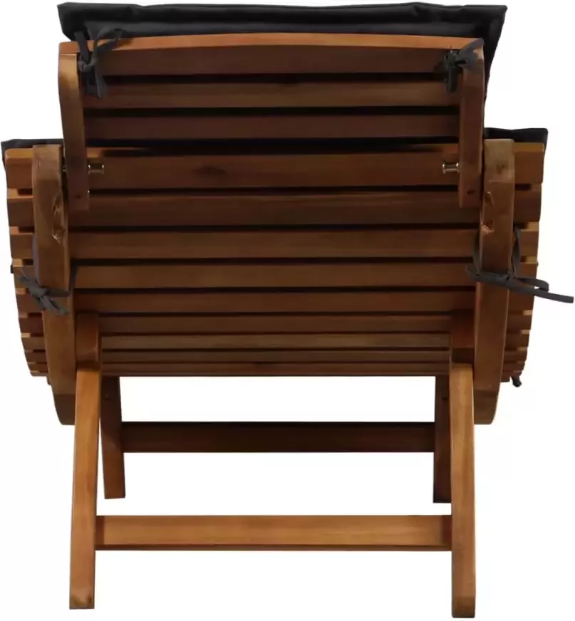 VIDAXL Ligstoel met kussen massief acaciahout donkergrijs - Foto 1