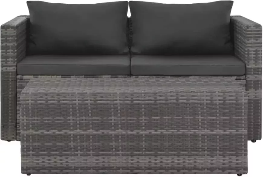 VidaXL Loungeset met kussens 6-delig poly rattan grijs