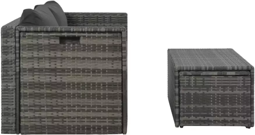 VidaXL Loungeset met kussens 6-delig poly rattan grijs - Foto 3